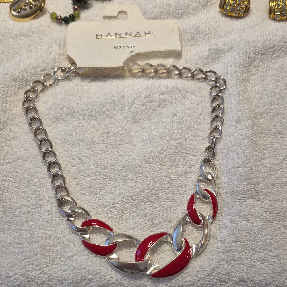 Hannah Bold Silver and Red Necklace
